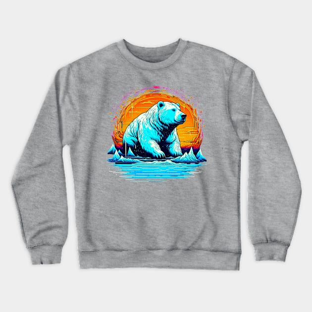 Retro Polar Bear in The Sun Crewneck Sweatshirt by vystudio